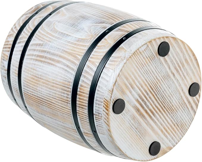 MyGift Wine Barrel Design Kitchen Utensil Holder Crock, Vintage White Washed - Image 7