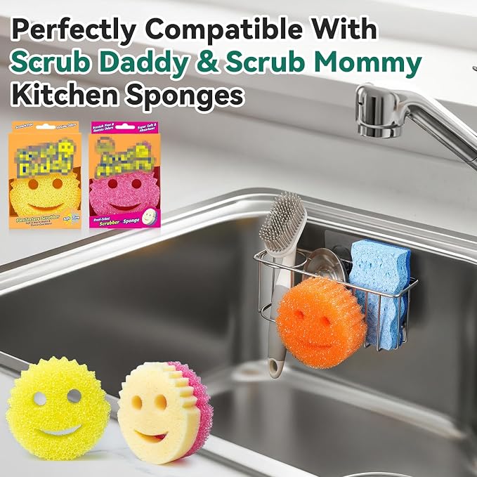 3-IN-1 Multiuse Sponge Holder for Kitchen Sink, Sponge Caddy for Scrub - Image 6