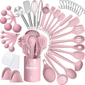 Silicone Cooking Kitchen Utensil Set, AIKKIL 43 Pcs Pink Cooking Utensils Set by AIKKIL