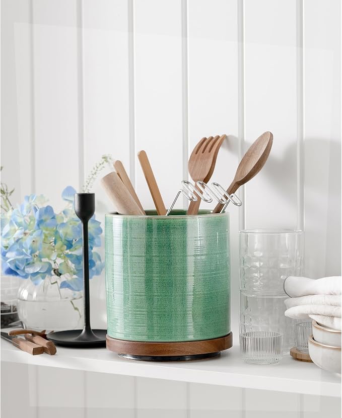 Utensil Holder, 360° Rotating Extra Large Ceramic Kitchen Utensil Holder - Image 8
