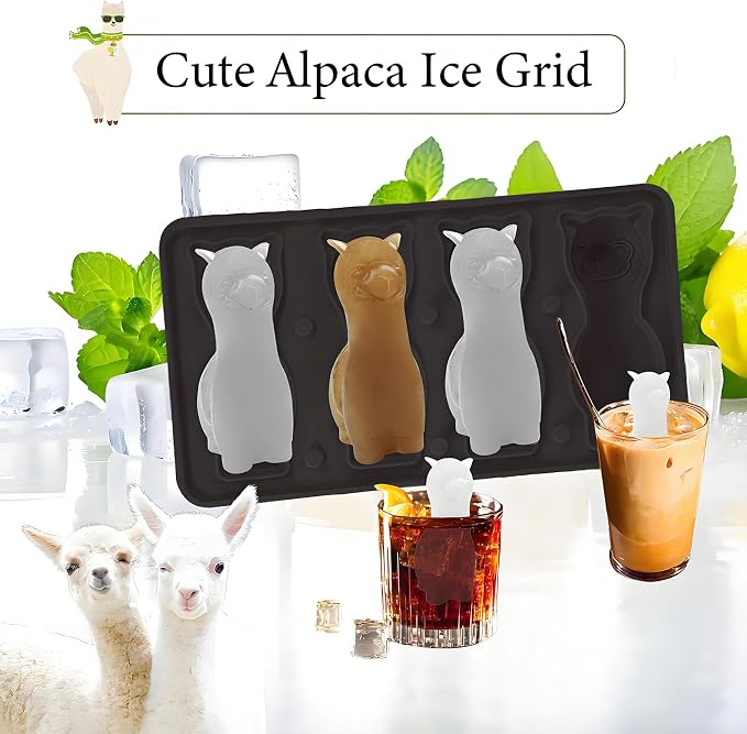 3D Alpaca Ice Cube Mold, 4 Hole Fun Shapes Large Daarcin Ice Cube Tray - Image 3