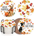 Fall Coasters for Drinks, Set of 6, Ceramic Stone Pumpkin Dog