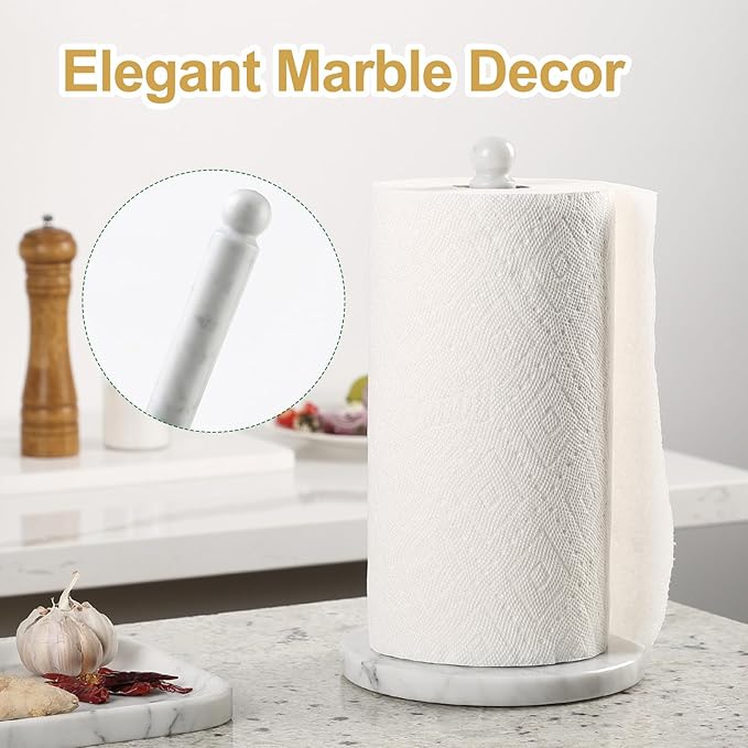 Koville Italian Marble Paper Towel Holder Countertop, Carrara Stone Paper Towel - Image 7