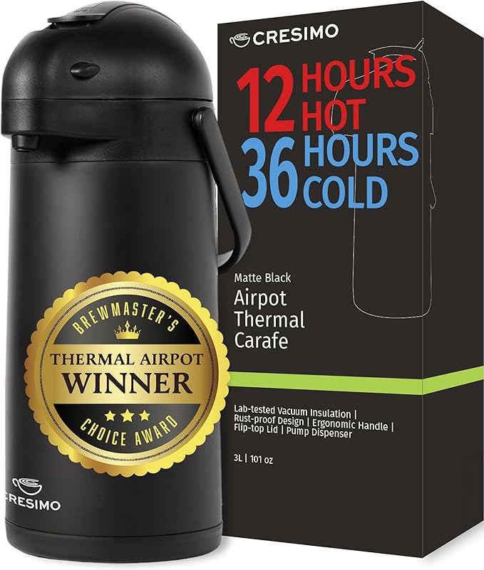 Airpot Coffee Dispenser With Pump, 36 Hours Cold by Cresimo