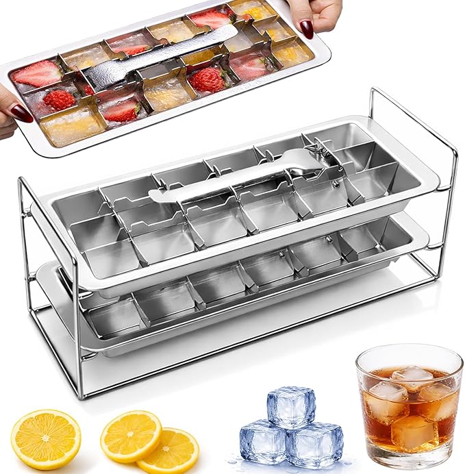 Stainless Steel Ice Cube Trays, Metal Ice Cube Trays by Unknown