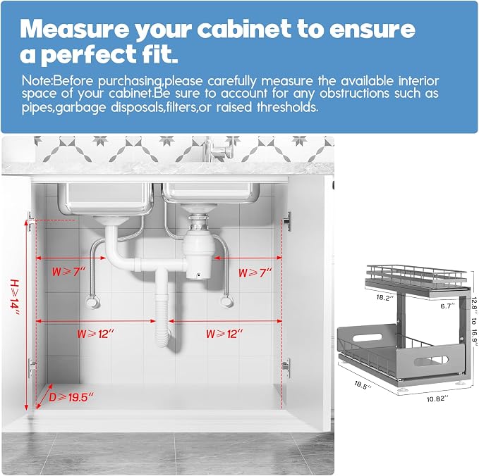 Under Sink Organizer Upgrade To Professional Rails, 2-Tier Dual Pull Out - Image 2