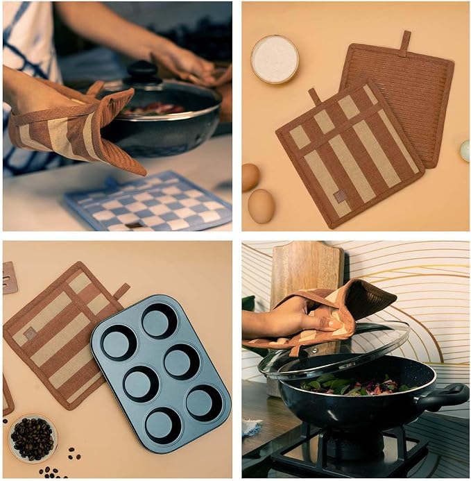 Folkulture Pot Holders for Kitchen | Pack of 2 Ribbed Soft Silicone Hot Pads - Image 7