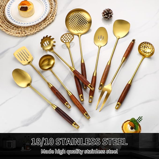 Izurok 18/10 Stainless Steel Kitchen Utensils Set, 10 Piece Cooking Utensils - Image 6