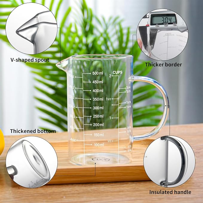 77L 5 Pack Glass Measuring Cup Set, High Borosilicate Liquid Glass Measure Cup - Image 7
