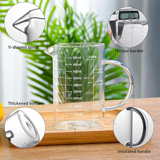 77L 3 Pack Glass Measuring Cup Set, High Borosilicate Liquid Glass Measure Cup - Image 7