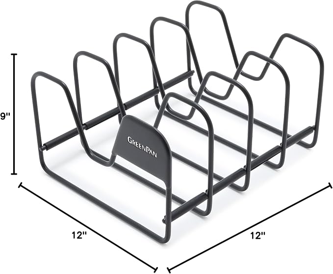 GreenPan Stainless Steel Wire Pots and Pans Lid Storage Rack, Holds 4 Lid Covers - Image 7