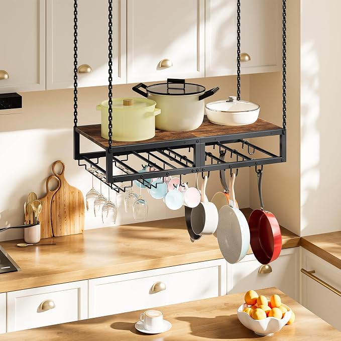HOOBRO Hanging Pot Rack, Space-Saving Pot Hanger - Image 2