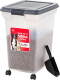 IRIS USA Dog Food Storage Container 58 lbs, Attachable Wheels, & Included Scoop by IRISUSA