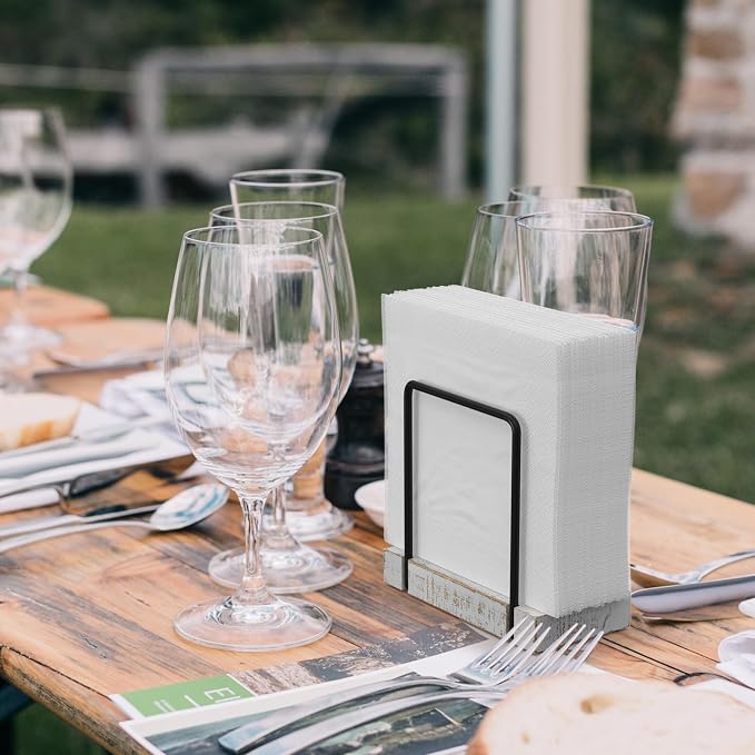 Napkin Holder for Table, Wood Iron Standing Napkin Dispenser for Dining Table - Image 4