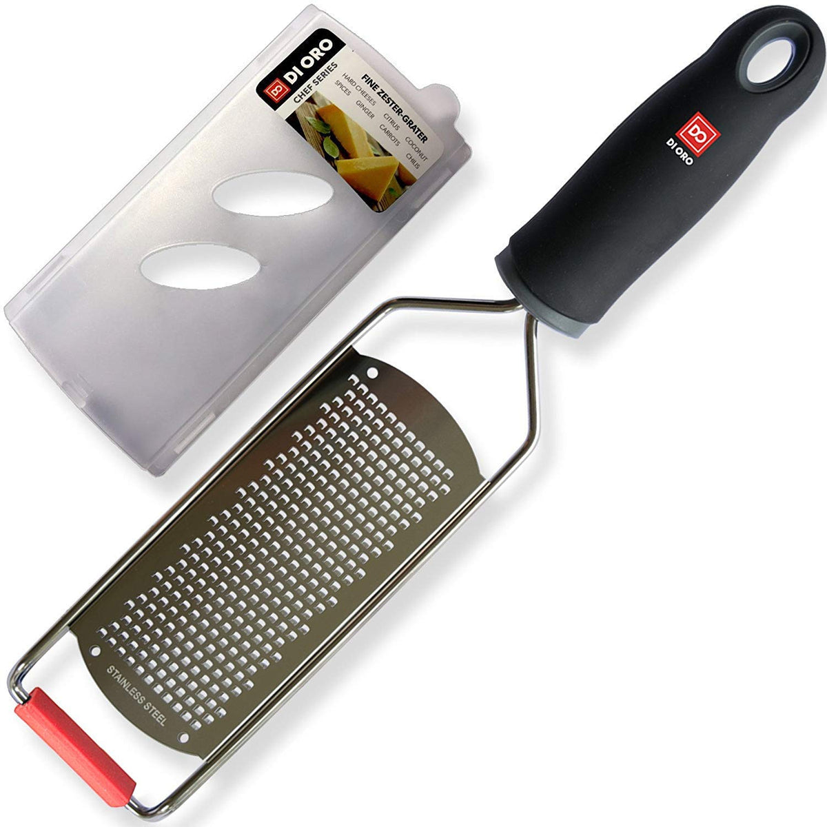 DI ORO Zester Grater - Stainless Steel Lemon Zester with Handle
