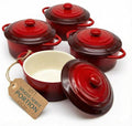 Kook Ceramic Mini Cocotte Set, Small Casserole Dishes by Kook