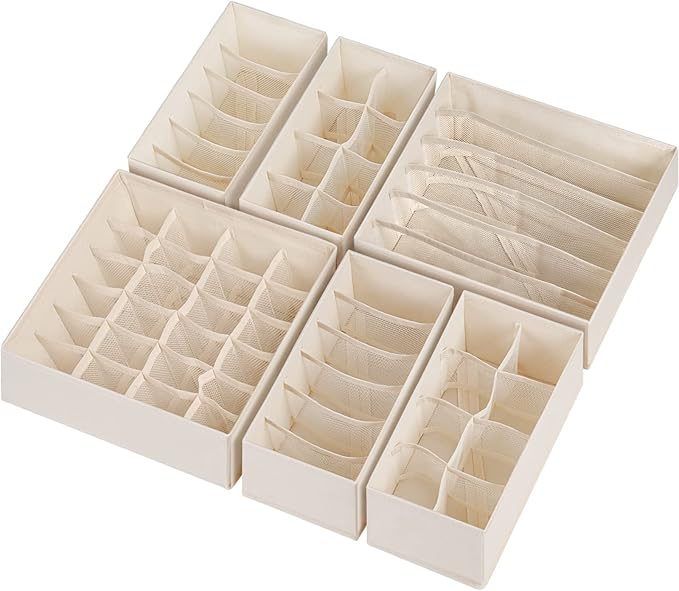 Criusia 6 Pack Sock Underwear Drawer Organizer Dividers, 58 Cell Foldable - Image 8