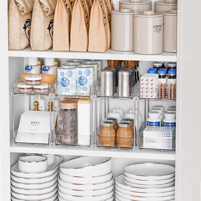 Yieach 2 Tier Vertical Spice Rack Pull Out, 10.4'' Deep Narrow Slide Out Spice - Image 4