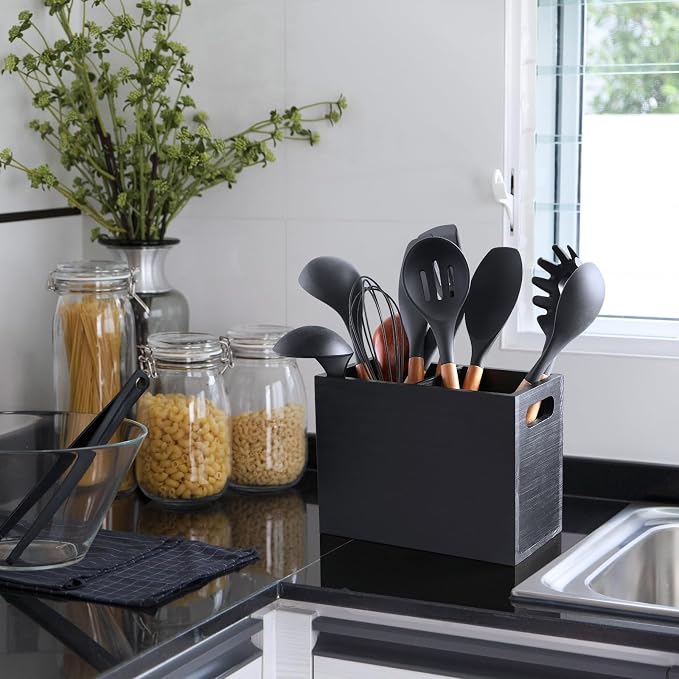 ALELION Black Utensil Holder for Kitchen Counter - Image 5
