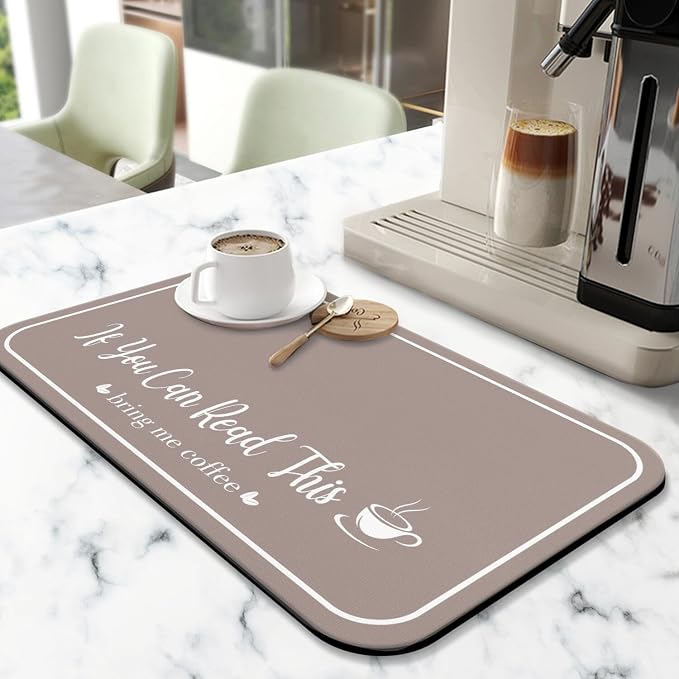 Coffee Bar Mat for Countertops 18inx24in, Absorbent Hide Stain Anti-Slip Cafe - Image 2