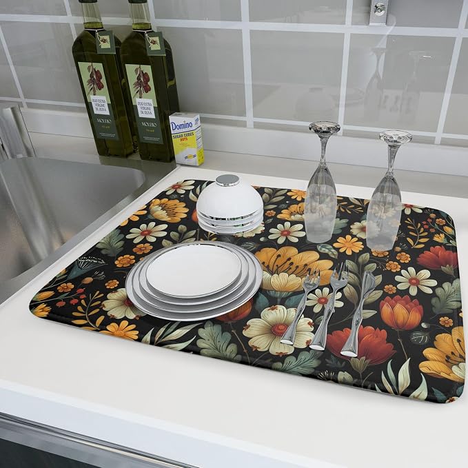 Vintage Boho Floral Dish Drying Mat - Image 6