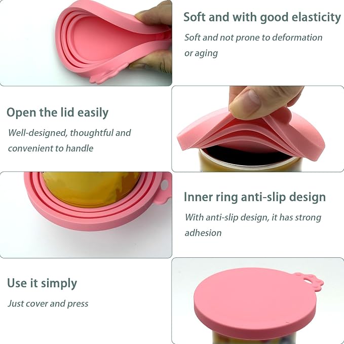4pcs gray Pet Food Can Supplies Set，Silicone Cat Dog Food Can Lids Spoons - Image 5