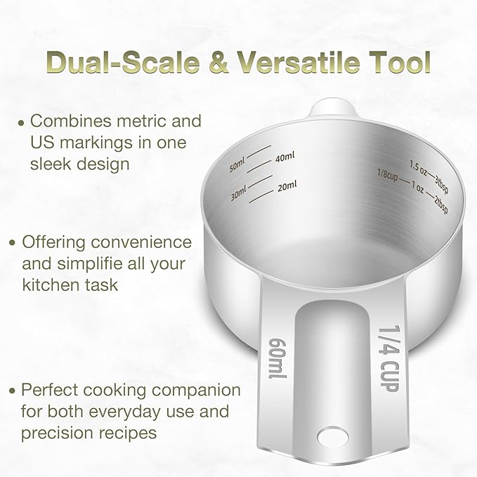 1PCS 1/4Cup Single Measuring Cup, Etched Inner Scale Stainless Steel Measure - Image 4