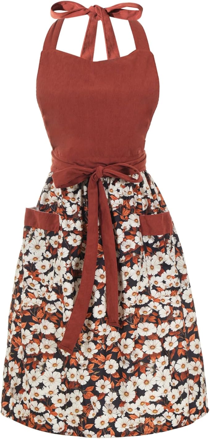 Cute Floral Aprons for Women by HYVOROS
