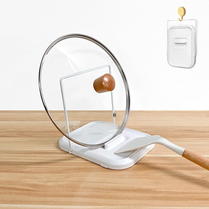 Pot Lid Holder with Spoon Rest for Stove Top and Kitchen Counter, Foldable Pot by Unknown