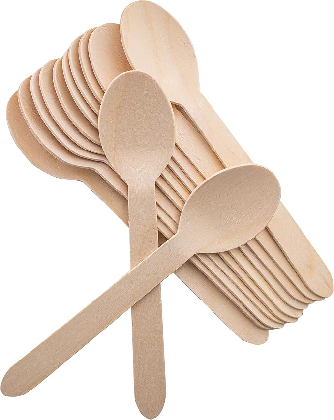 Disposable Wooden Forks -Pack of 100, 6.5" Length-Biodegradable, Natural Wooden by REERAA