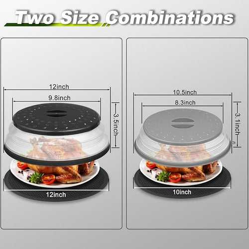 12" Microwave food Cover & Mat, Large Vented Collapsible Splatter Guard dish - Image 2
