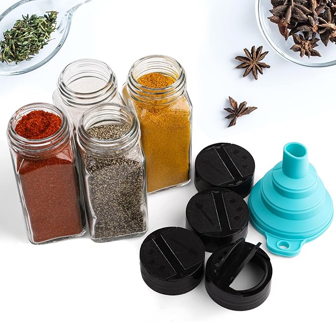 Tebery 30 Pack Glass Spice Jars Square Glass Bottles - Image 3