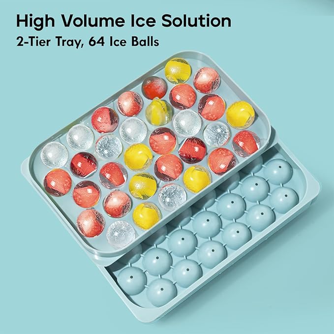 Ice Cube Trays with Lid and Bin, 0.8 IN Small Round Ice Cube Mold - Image 2