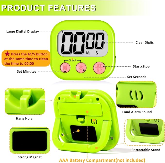 ZILLEEN Classroom Timer for Kids Teachers 6 Pack Digital Timers - Image 7