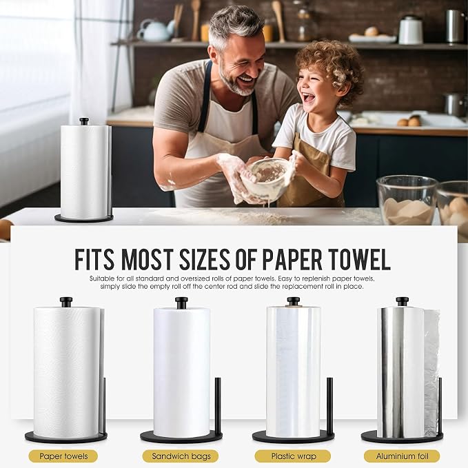 Black Paper Towel Holder, Countertop Paper Towel Holder, Steady Paper Roll - Image 6