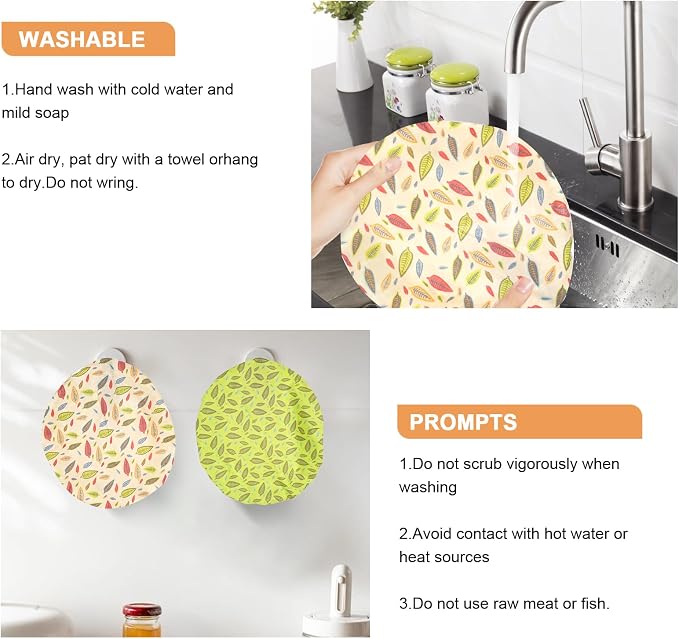 Reusable Bowl Covers for Bread Proofing（2 Large）- Cotton Beeswax Bowl Covers - Image 7