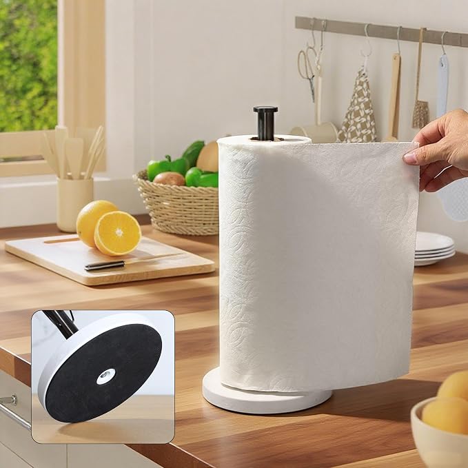 YIGII Heavy Marble Base Paper Towel Holder – Countertop Paper Roll Holder - Image 4