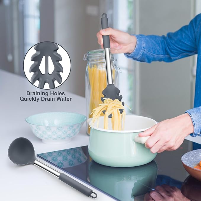 TeamFar Silicone Kitchen Utensils, Non-Toxic & Heat-Proof, Dishwasher Safe - Image 5