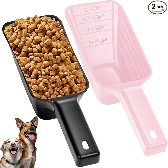 2 Cup Dog Food Scoop, Plastic Pet Food Scoop by Aosnare