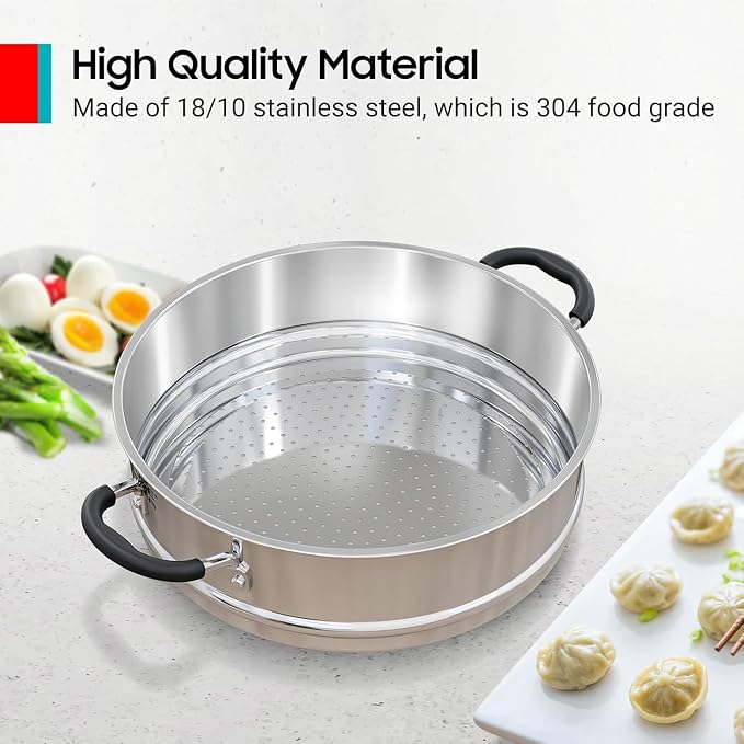 Sunhouse – 18/10 Stainless Steel Steamer Insert Pans Stainless Steel Stackable - Image 3