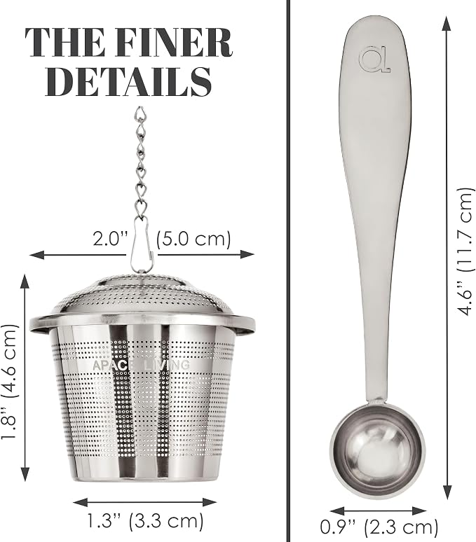 Tea Infuser Set of 2 with Tea Scoop & Drip Trays - Image 5