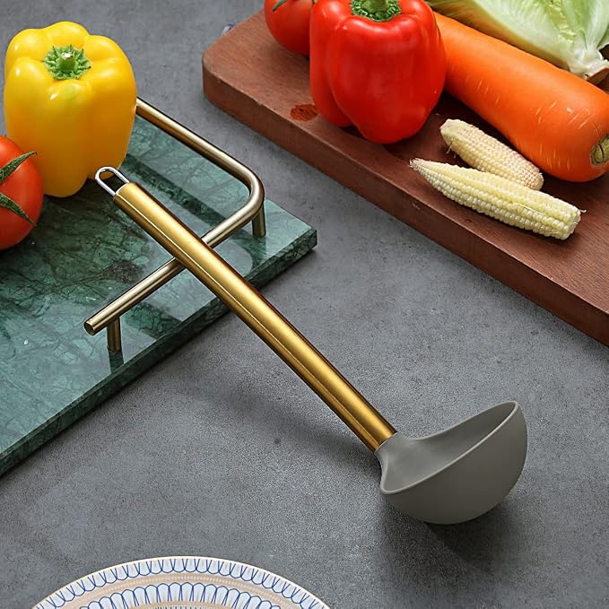 Gold Ladle, Berglander Non-stick Silicone Kitchen Ladle - Image 3