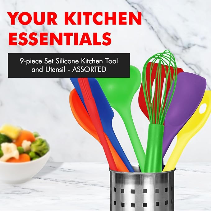Chef Craft 9 Piece Multicolor Premium Silicone Kitchen Tool Set - Image 2