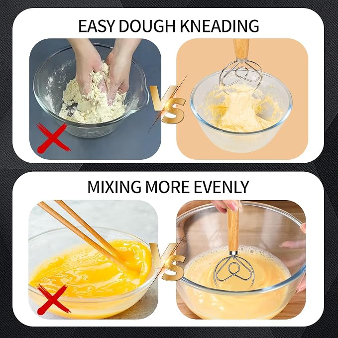 Danish Dough Whisk Stainless Steel Hook Dutch Bread Mixer - Image 7