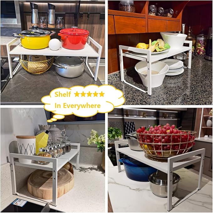 Expandable Cabinet Shelf Organizer 16-26" L Stackable Kitchen Counter Shelf - Image 5