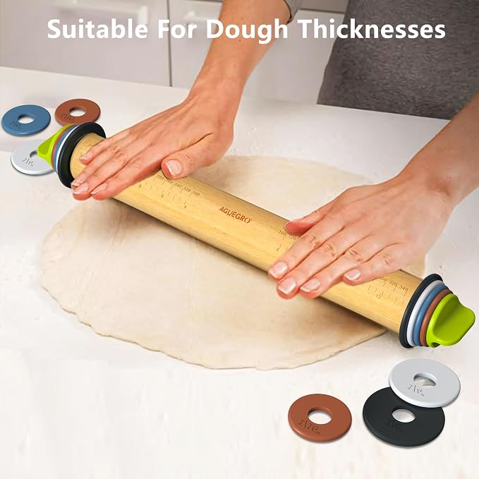 Rolling Pin with Adjustable Thickness Ring, Dough Thickness - Image 2