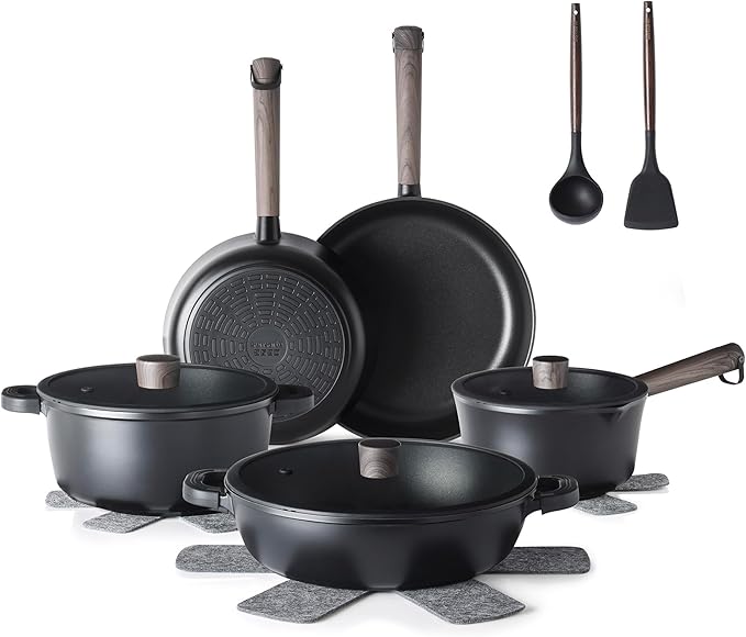 SENSARTE 15Pcs Nonstick Cookware Set Pots and Pans Set Kitchen Cooking Frying by SENSARTE