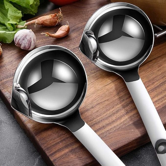 Stainless Steel Oil Separator Soup Ladle Gravy Food Fat Separator Skimmer Spoon - Image 8