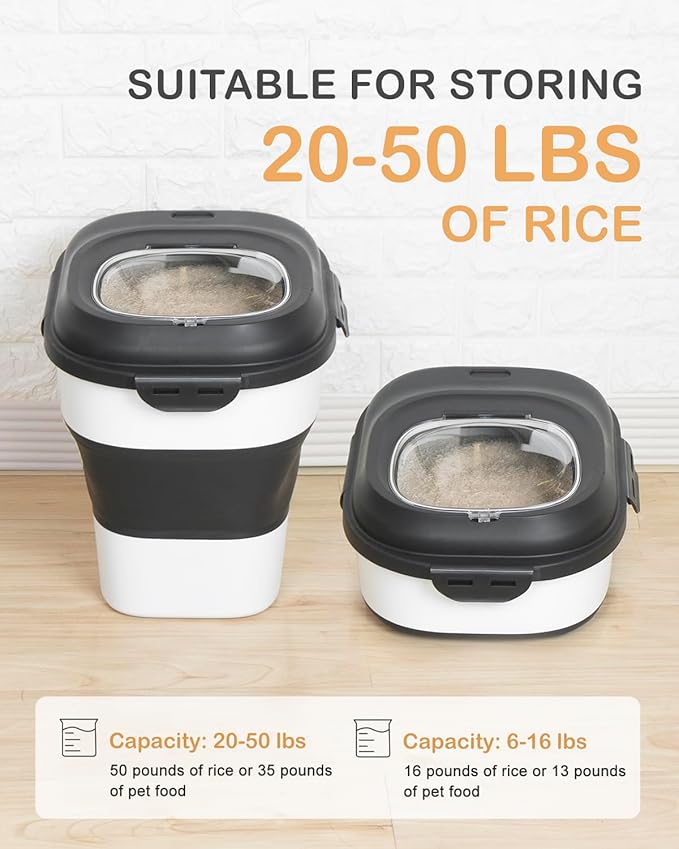 20-50 Lbs Food Storage Containers, Collapsible Rice Container - Image 2