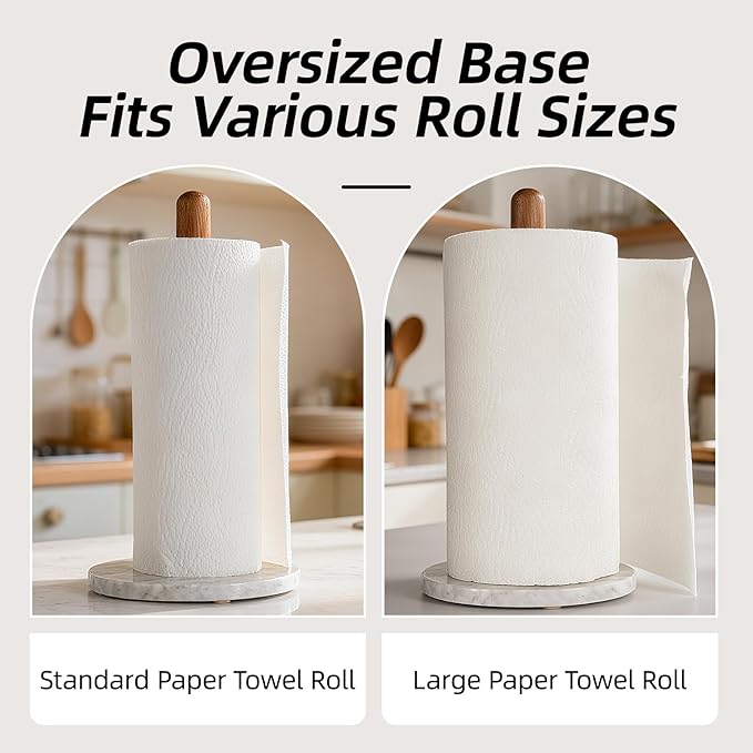 Acacia Wood & Marble Paper Towel Holder – Freestanding Paper Towel Holder - Image 6